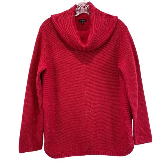 Talbots Cowl Neck Pullover Ribbed Knit Sweater Size L Speckled Red Quiet Luxury - Picture 1 of 7